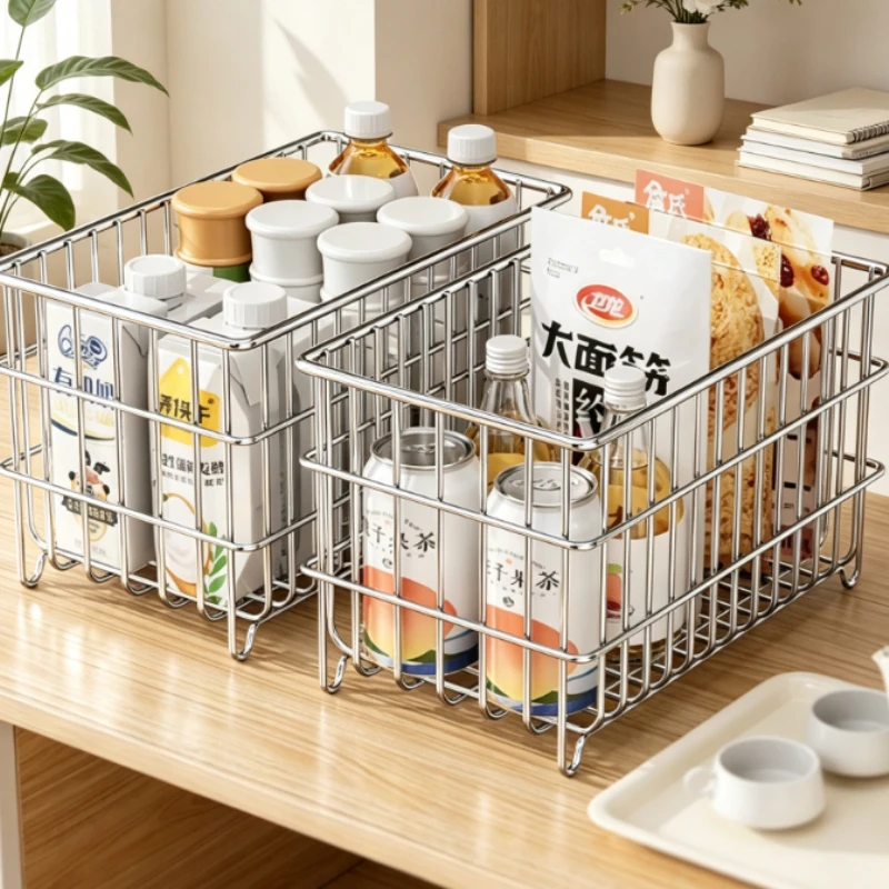 Home Essentials Bathroom Storage - Panier de rangement en acier inoxydable,