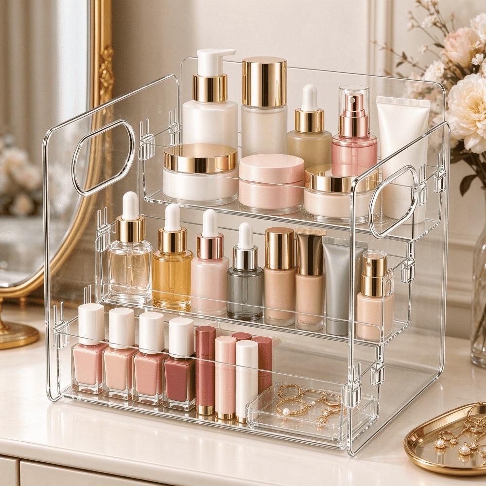Home Essentials Bathroom Storage - Organisateur de maquillage transparent en acrylique