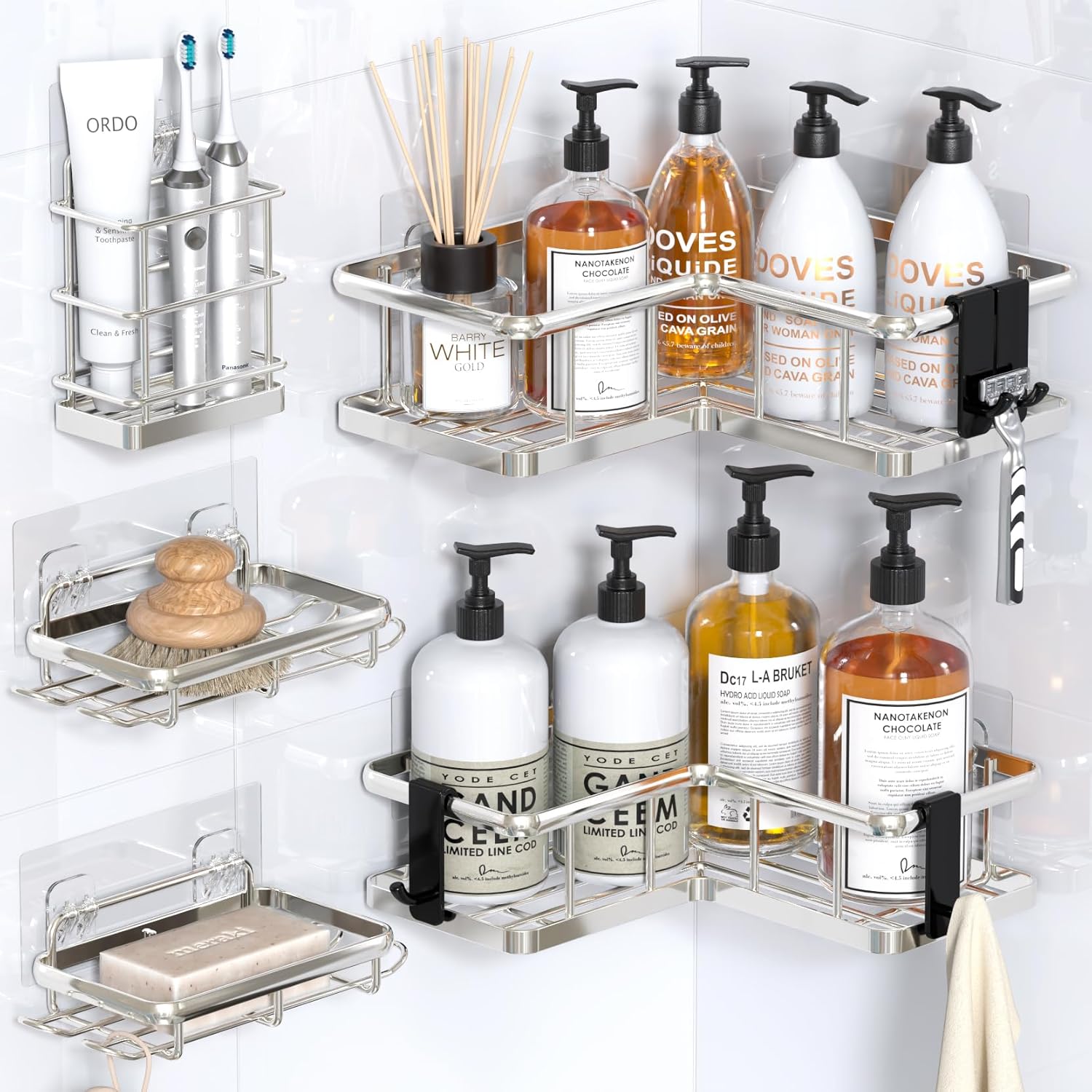 Lot de 5 étagères d'angle adhé - Home Edit Bathroom Storage avis et prix