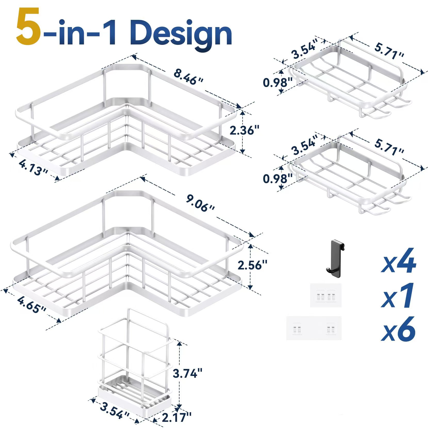 Lot de 5 étagères d'angle adhé - Home Edit Bathroom Storage avis et prix